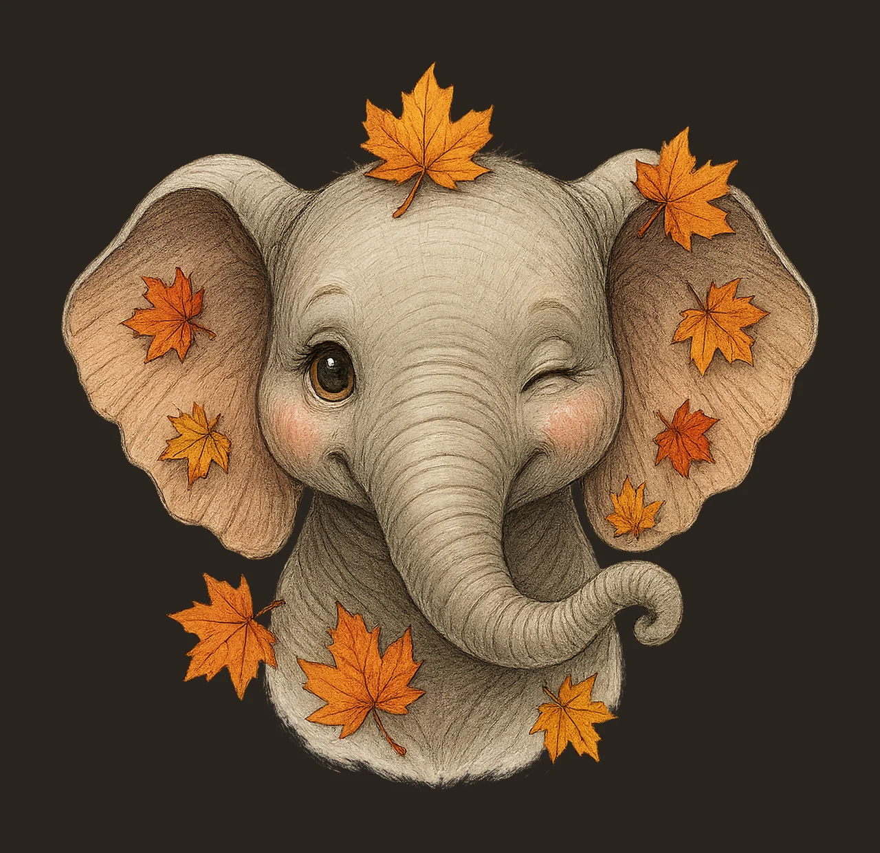 Fall Portrait of Winking Safari Animals Autumn Artwork Set contrast preview thumbnail