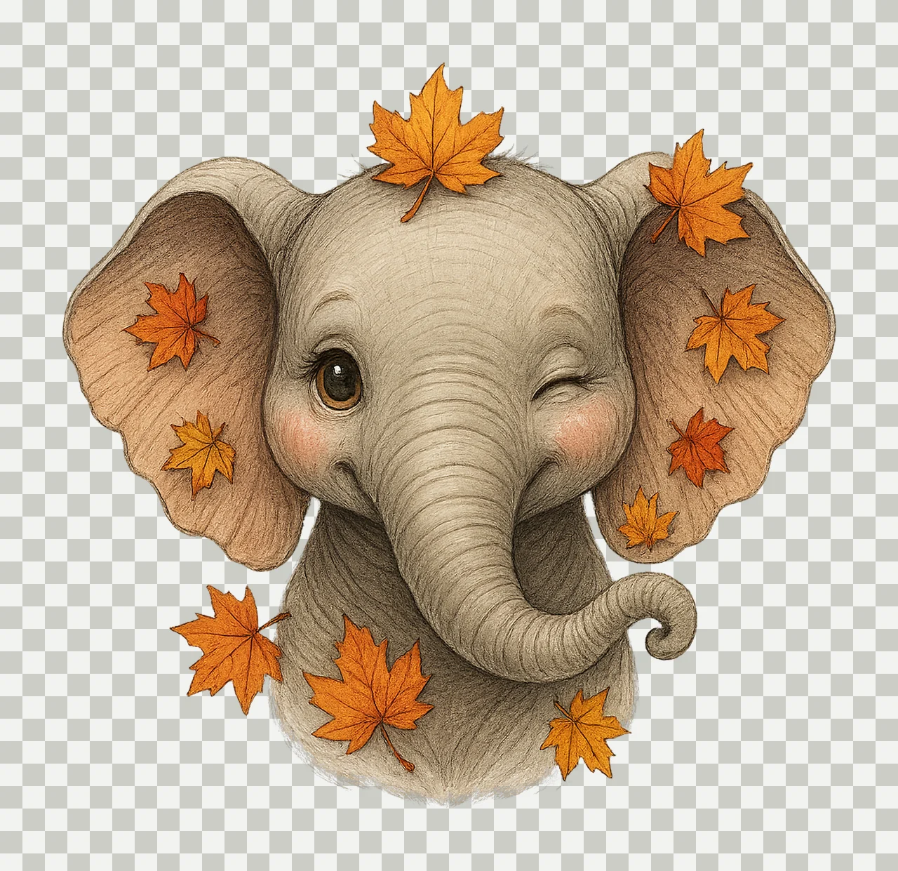 Fall Portrait of Winking Safari Animals Autumn Artwork Set transparency and detail preview thumbnail