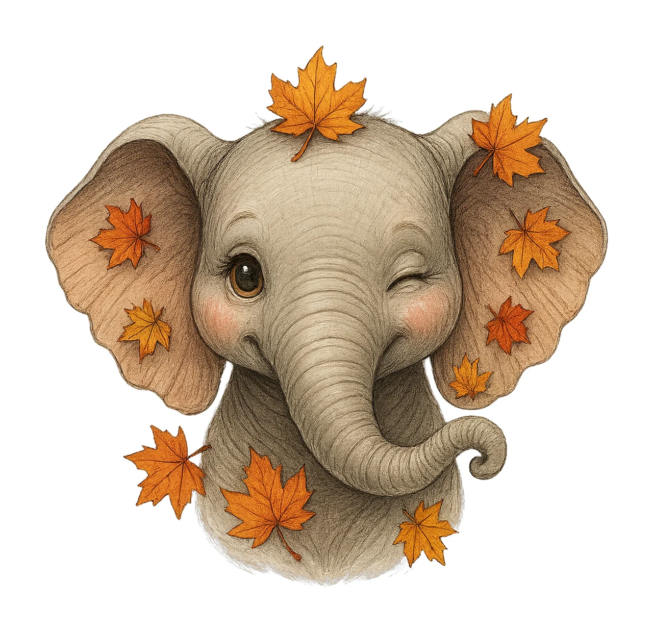 Fall Portrait of Winking Safari Animals Autumn Artwork Set