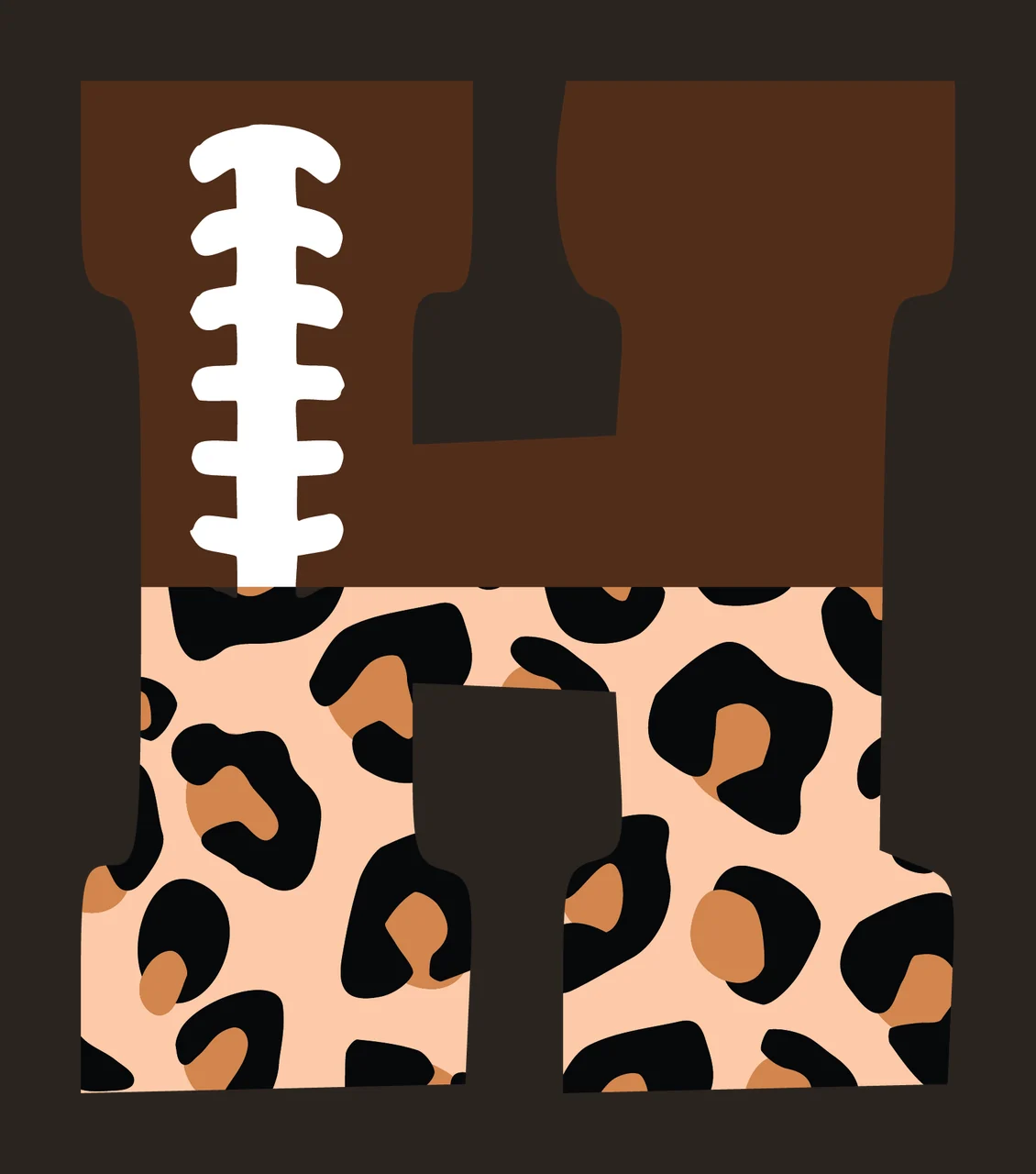 Football Font Half Leopard Character 32 american gridiron touchdown contrast preview thumbnail