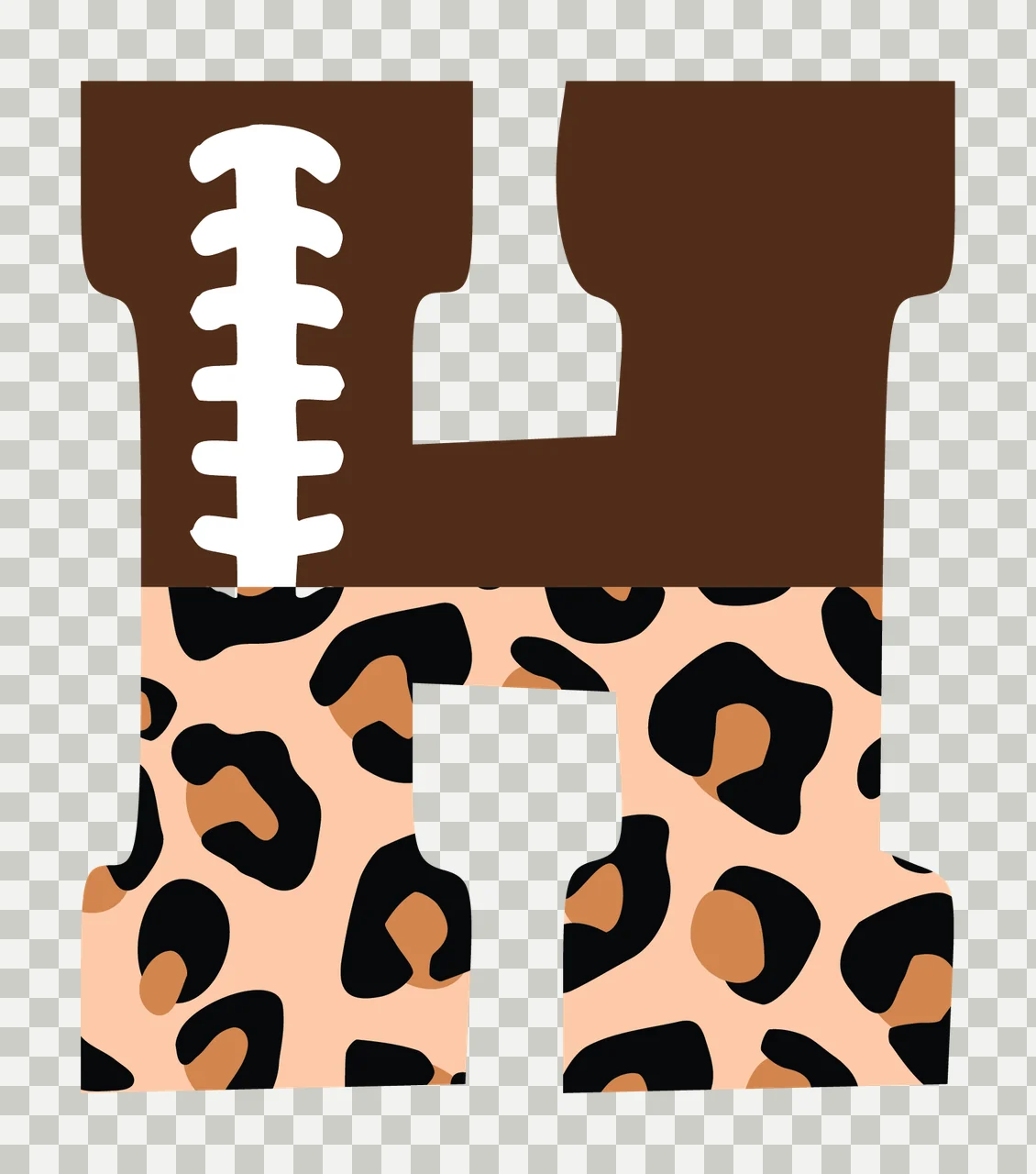 Football Font Half Leopard Character 32 american gridiron touchdown transparency and detail preview thumbnail