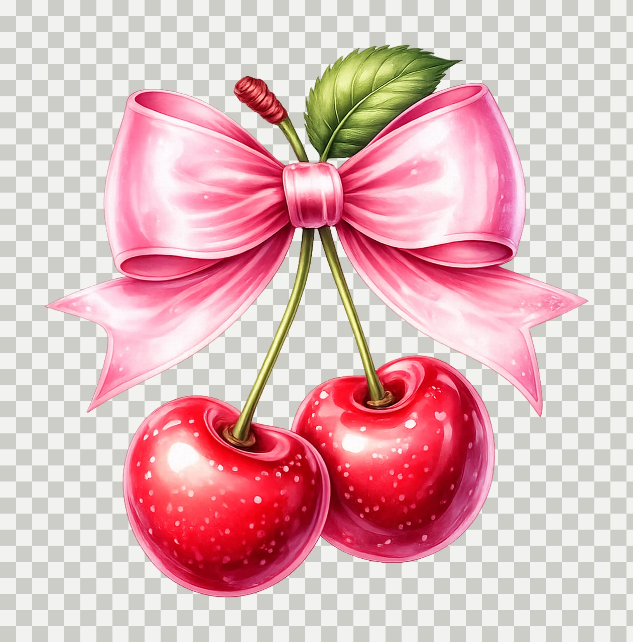 Coquette Cherry Trendy Bow Artwork Cute Cherry Design Bow transparency and detail preview thumbnail