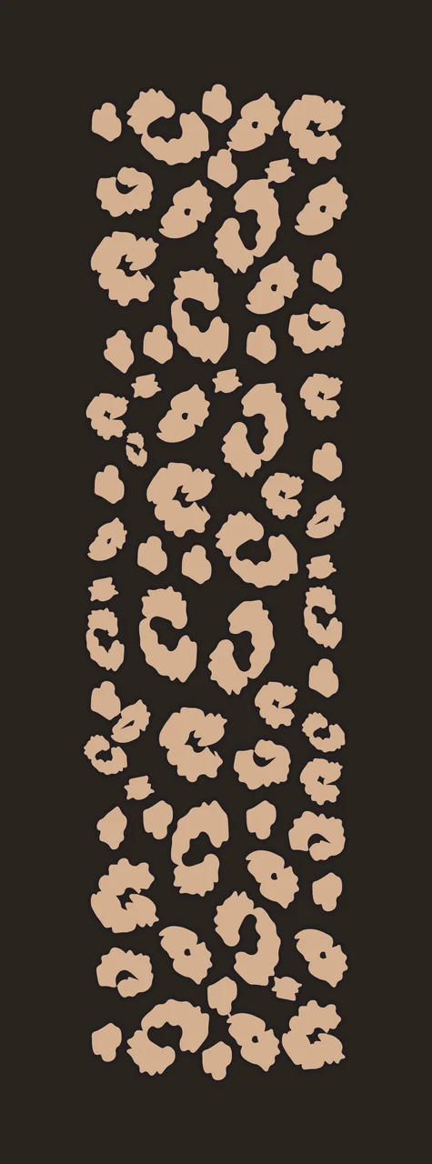 Leopard print pattern strip Illustration with leopard spots, rosettes, black outlines and beige fill in white contrast preview thumbnail