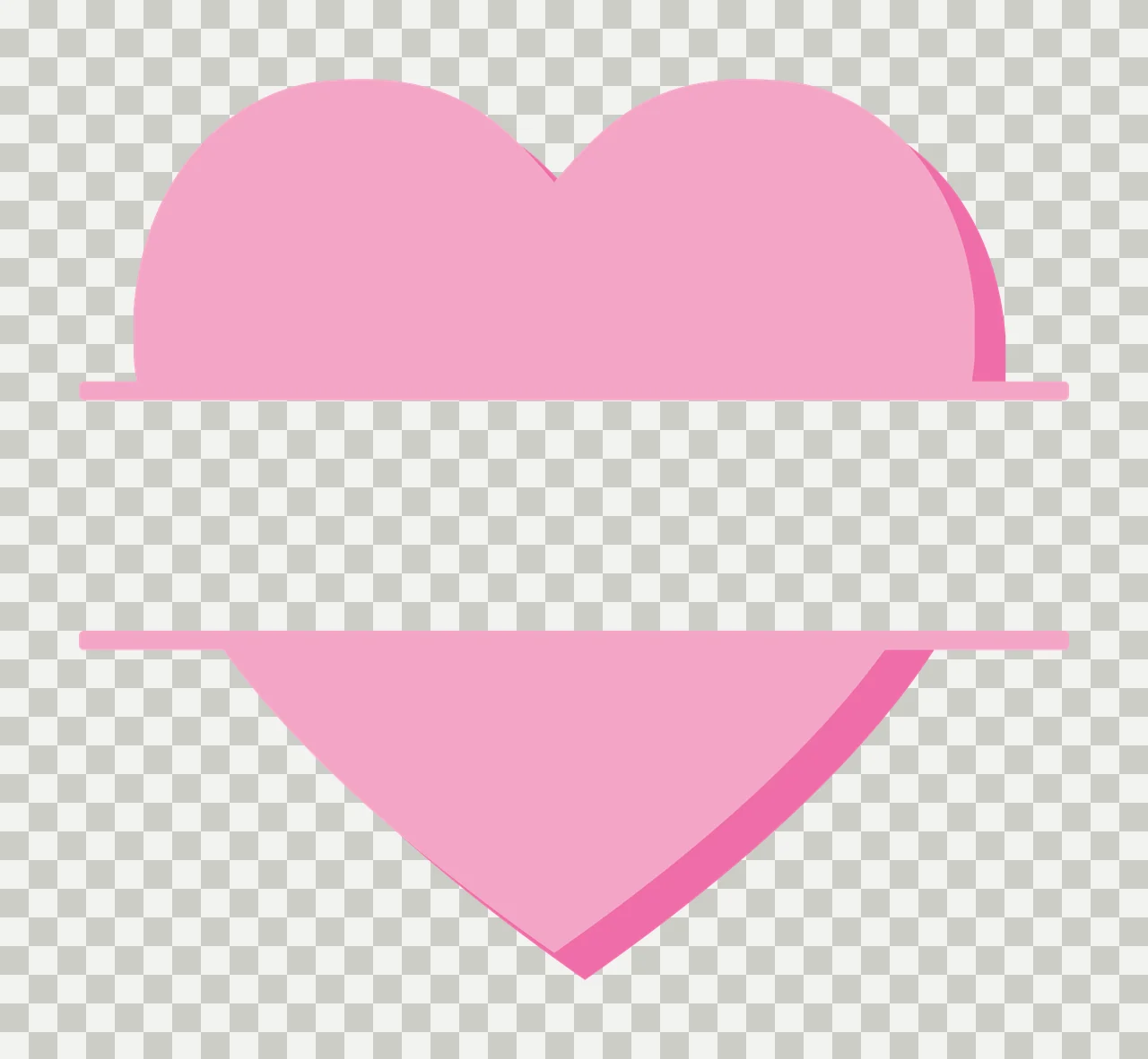 Keychain Black Heart With Horizontal Gap shape minimalist silhouette transparency and detail preview thumbnail
