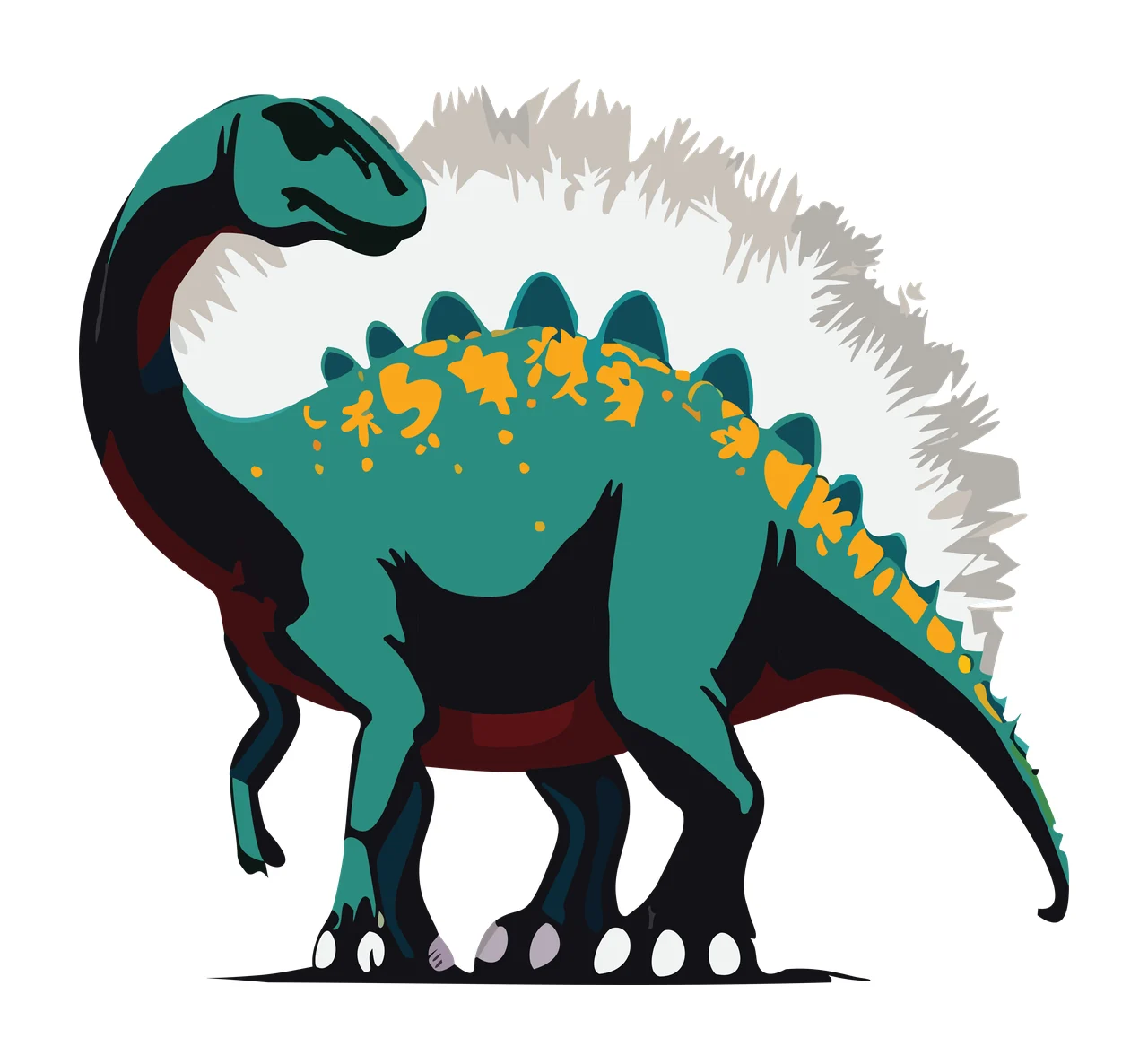 Dinosaur Black Silhouette Facing Left spikes minimalist plain