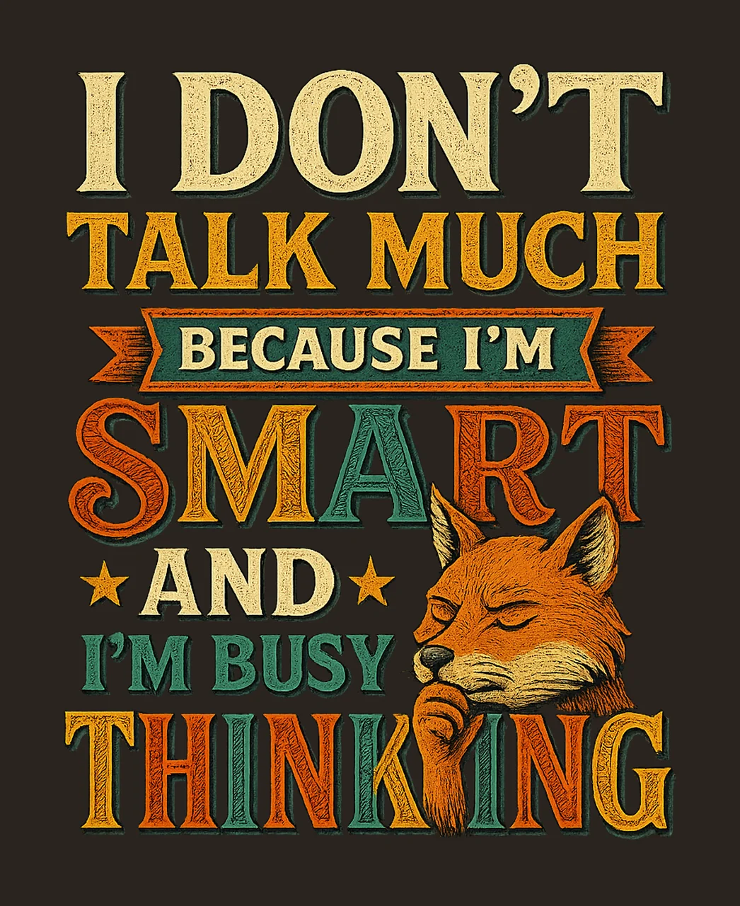 Fox Thoughtful Portrait With Stars And Retro contrast preview thumbnail