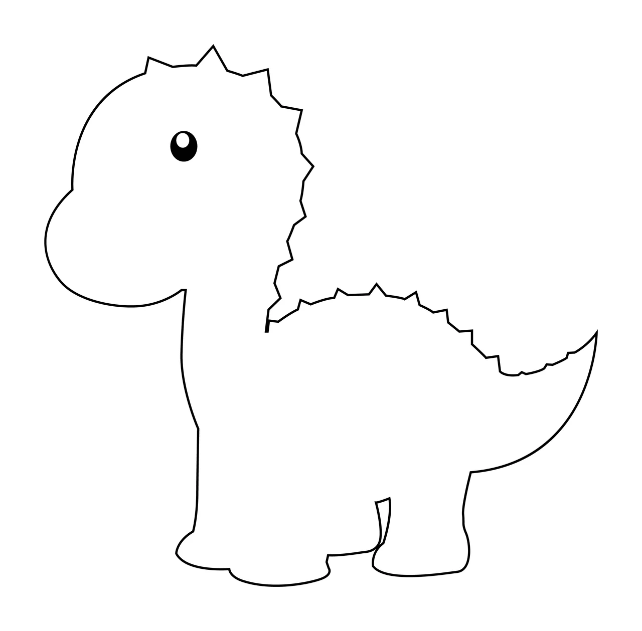 Dinosaur Simple Outline With Spikes standing tail eye line drawing