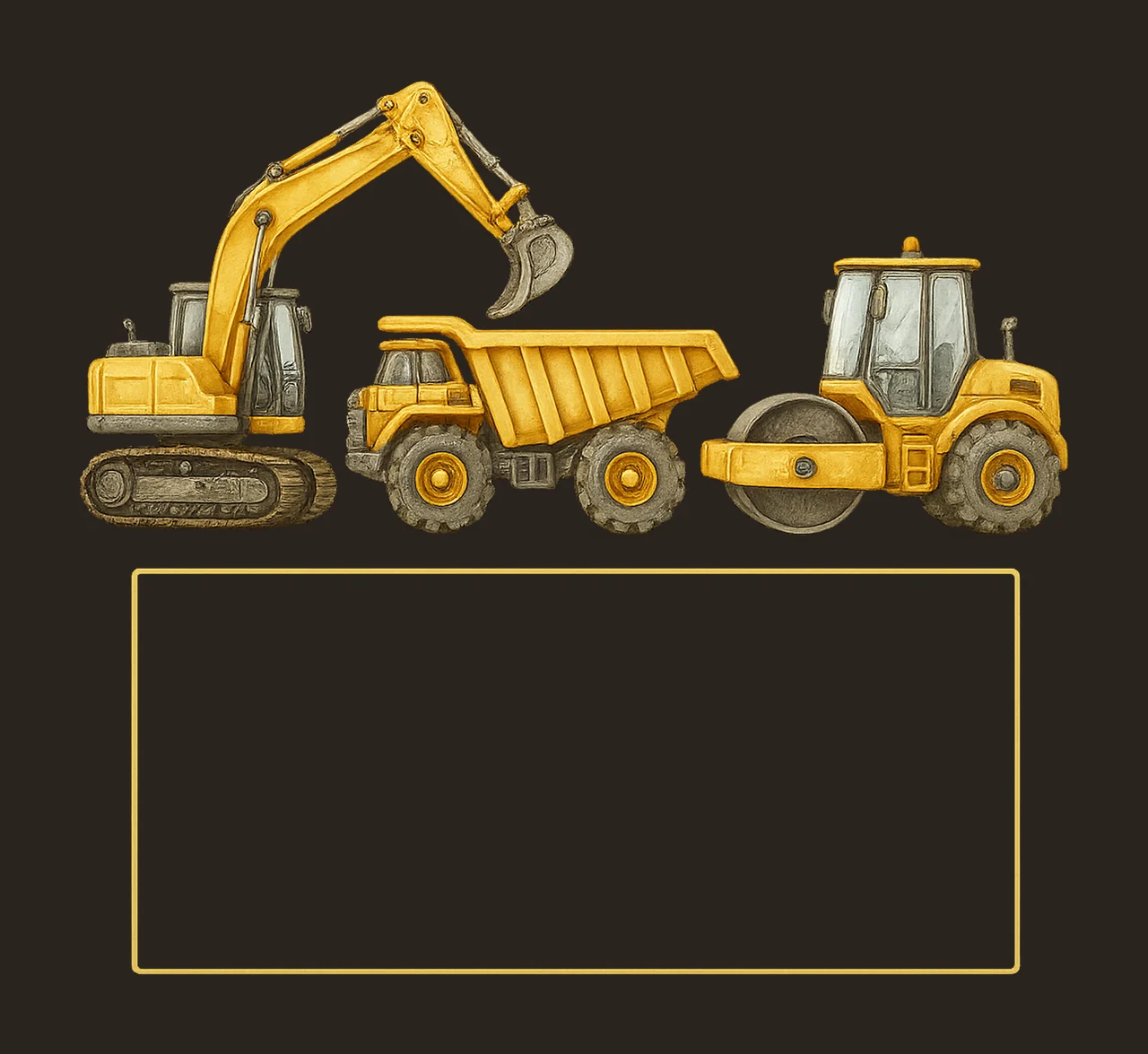 Construction Equipment Tractor Watercolor Boy Shirt Design contrast preview thumbnail