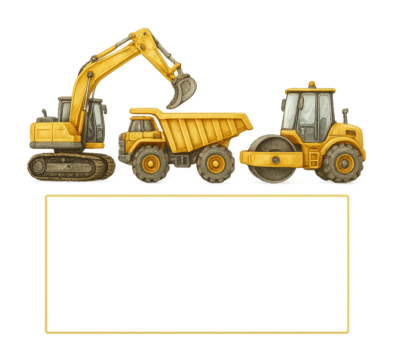Construction Equipment Tractor Watercolor Boy Shirt Design