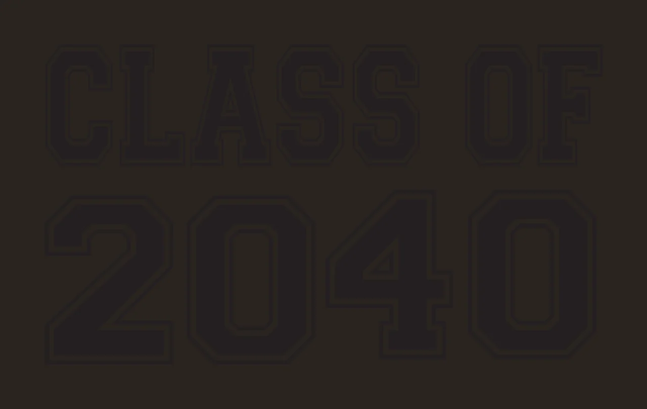 CLASS OF 2040 Typography Design with black block letters with white outline and white background contrast preview thumbnail