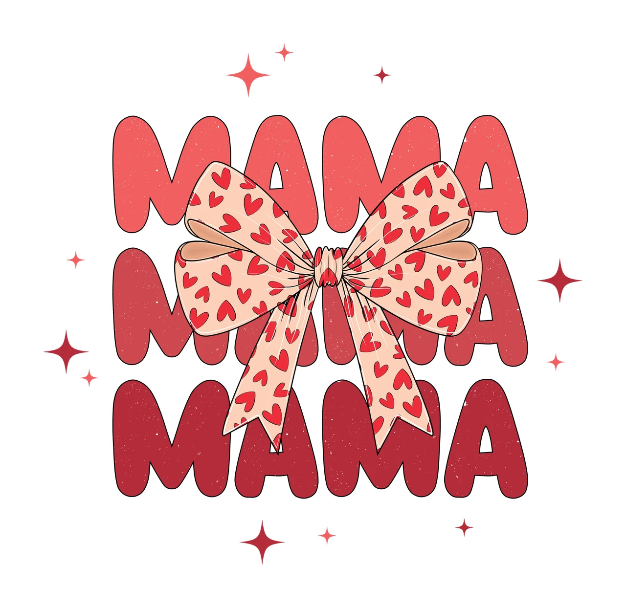 Keychain Mama Mama Mama Text Graphic With Stars display star