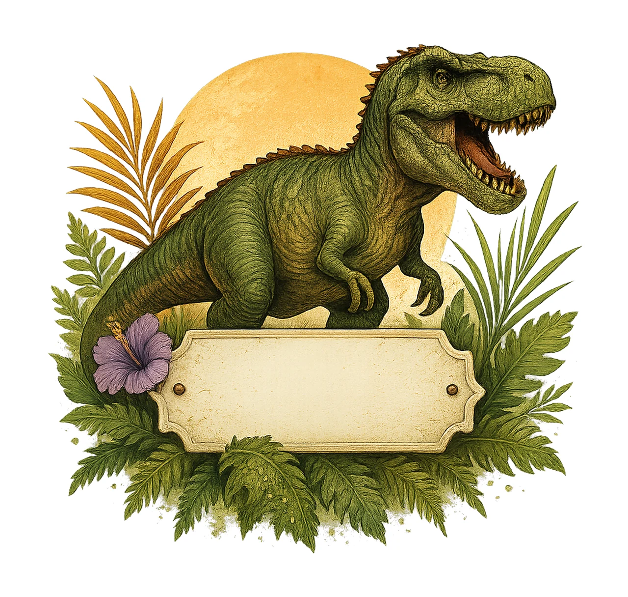 Rex Dinosaur Watercolor Sublimation Jungle Dinosaur Artwork