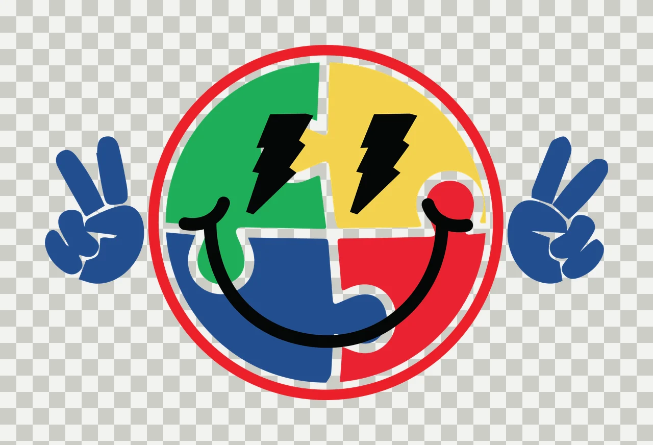 Circular Jigsaw Puzzle Piece Icon With Hand Peace gesturing transparency and detail preview thumbnail