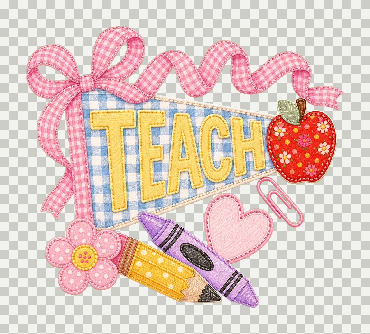 Teacher Pennant Flag First Day of School Cute Variation A transparency and detail preview thumbnail