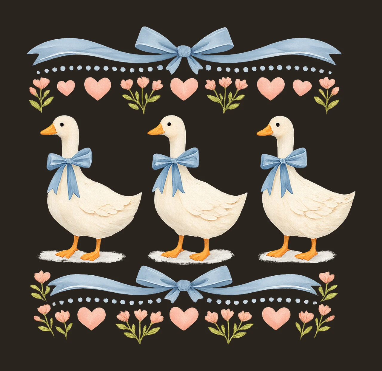 Vintage blue ribbon goose retro sublimation design 1980s contrast preview thumbnail
