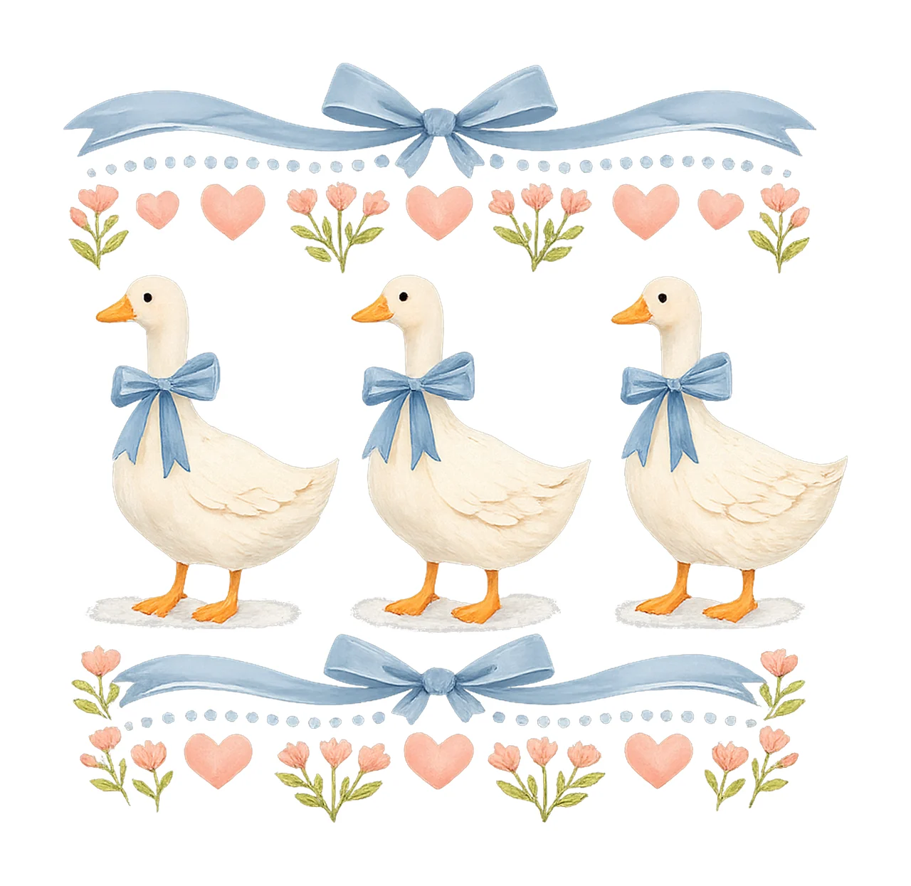 Vintage blue ribbon goose retro sublimation design 1980s