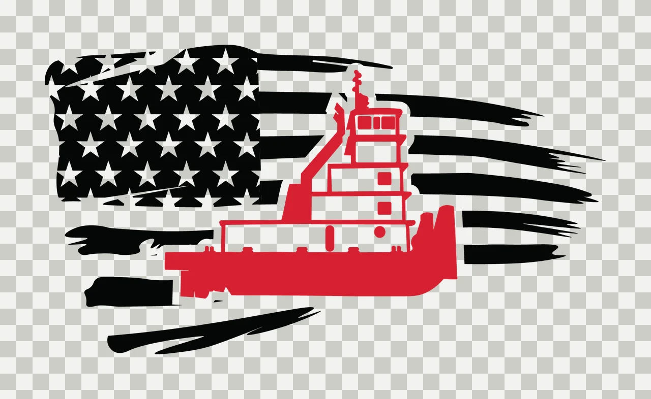 Can Glass Wrap Tugboat With American Flag Grunge transparency and detail preview thumbnail