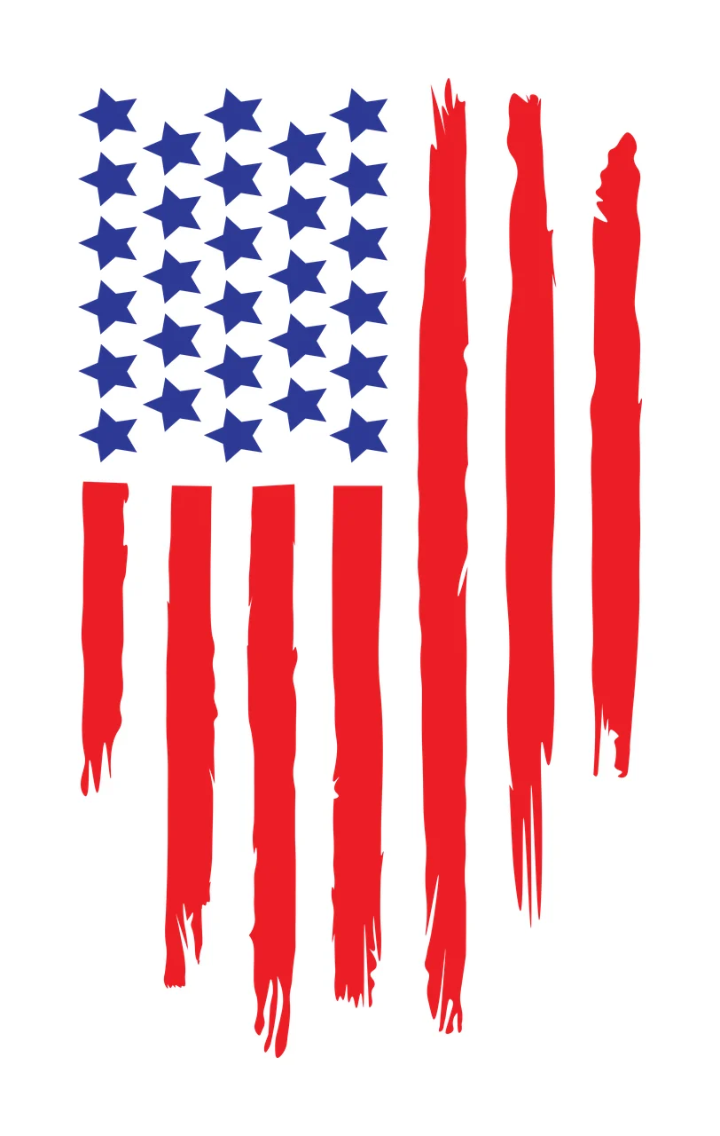 Flag American With Vertical Distressed Stripes stars black