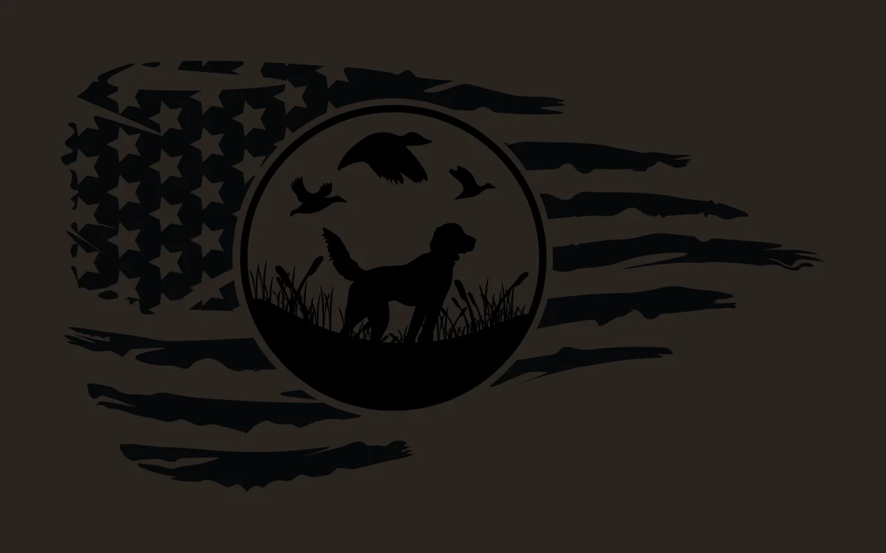 Dog With Birds On Flag standing grass stars stripes graphic silhouette contrast preview thumbnail
