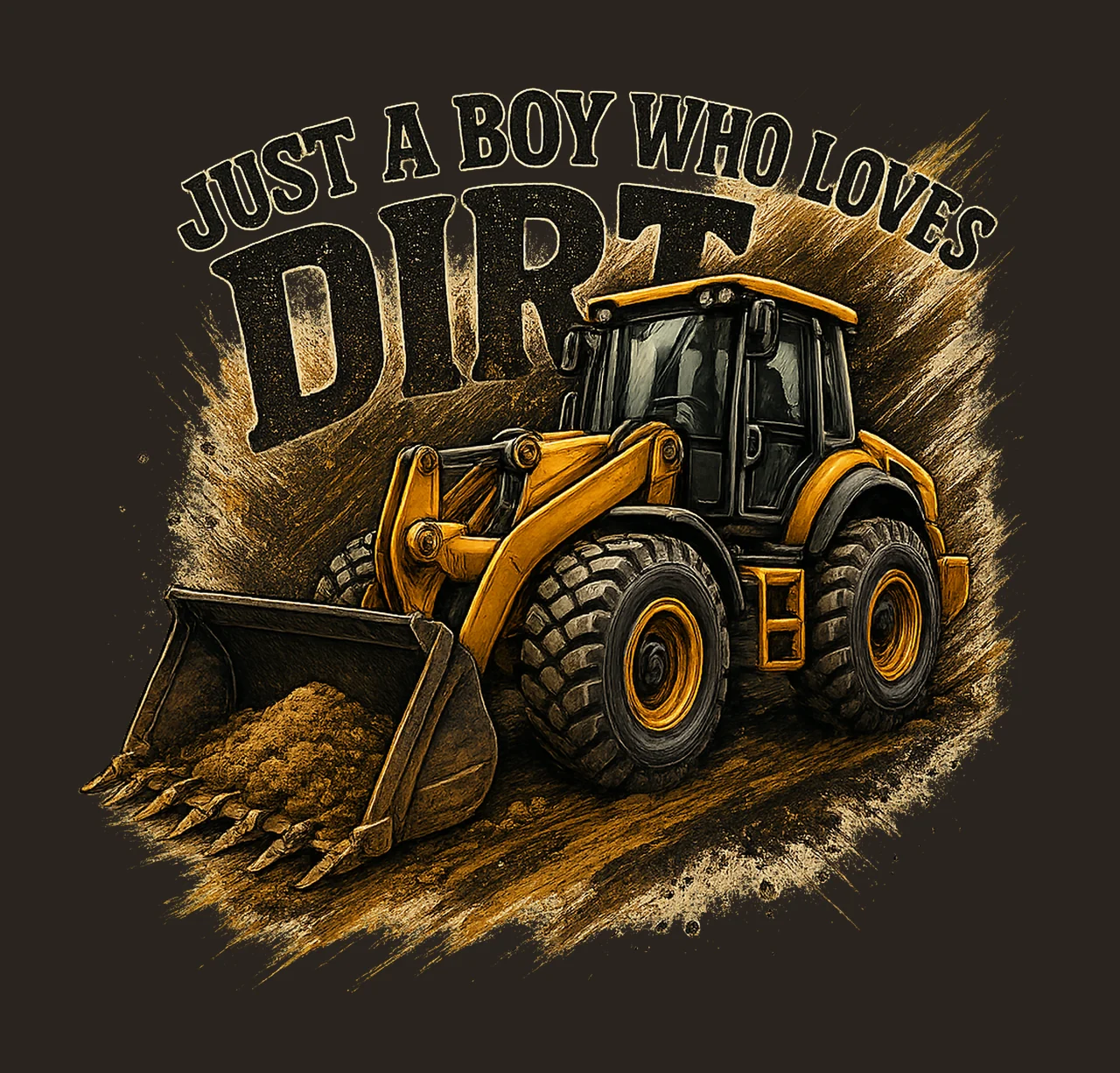 Boy Loves Dirt Construction Truck Sublimation Kids Dirt contrast preview thumbnail