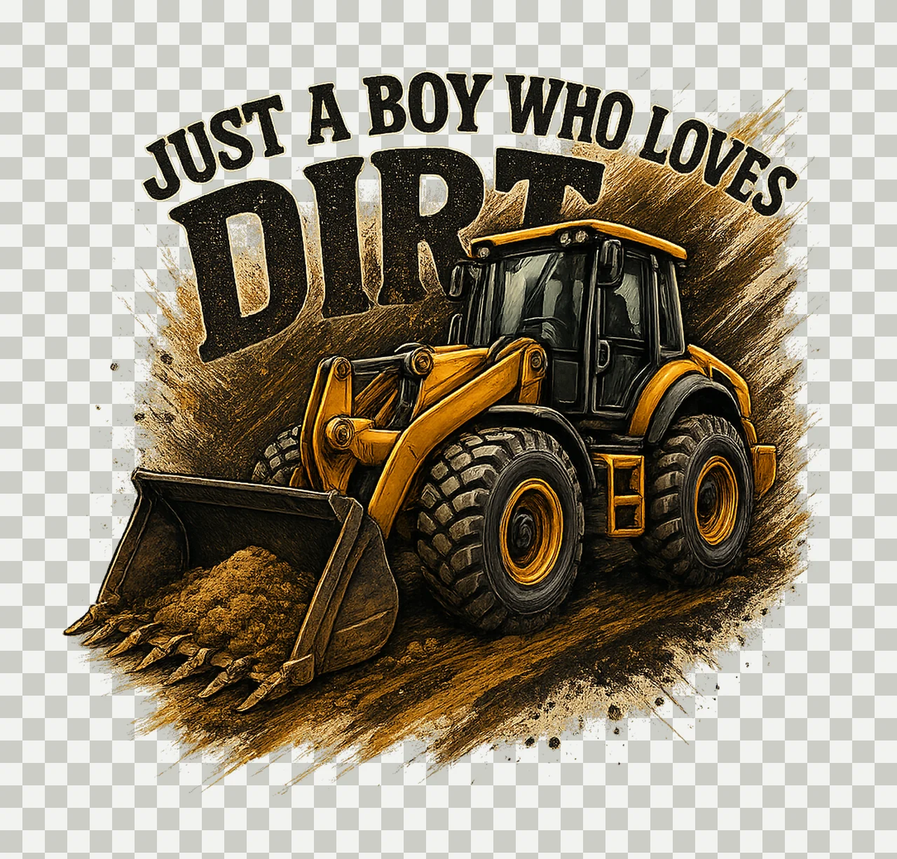 Boy Loves Dirt Construction Truck Sublimation Kids Dirt transparency and detail preview thumbnail