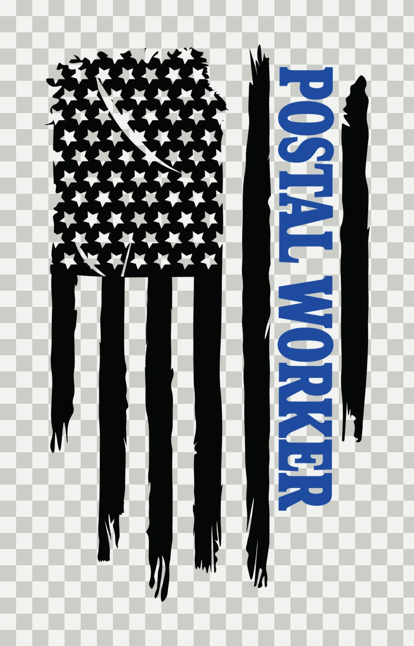 Postal Worker Flag Distressed Graphic With Vertical Text stars transparency and detail preview thumbnail