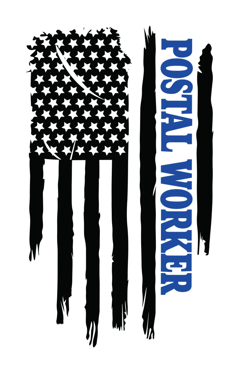 Postal Worker Flag Distressed Graphic With Vertical Text stars
