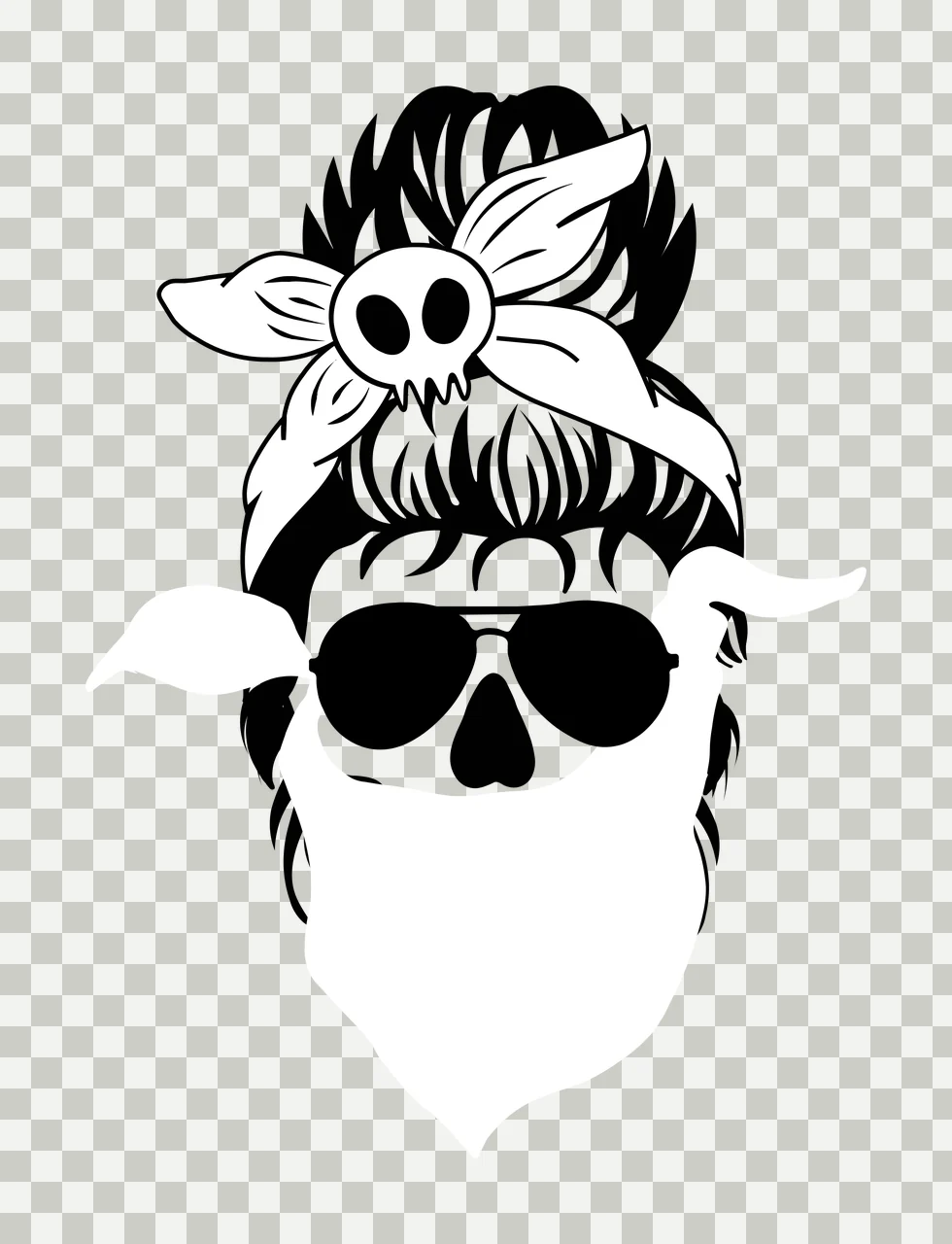 Keychain Skull Wearing Bandana And Aviator Sunglasses hair transparency and detail preview thumbnail