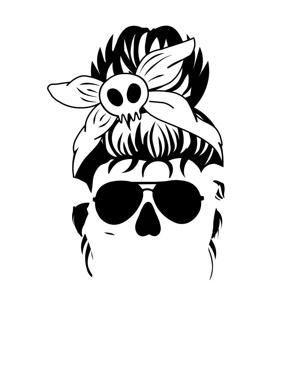Keychain Skull Wearing Bandana And Aviator Sunglasses hair