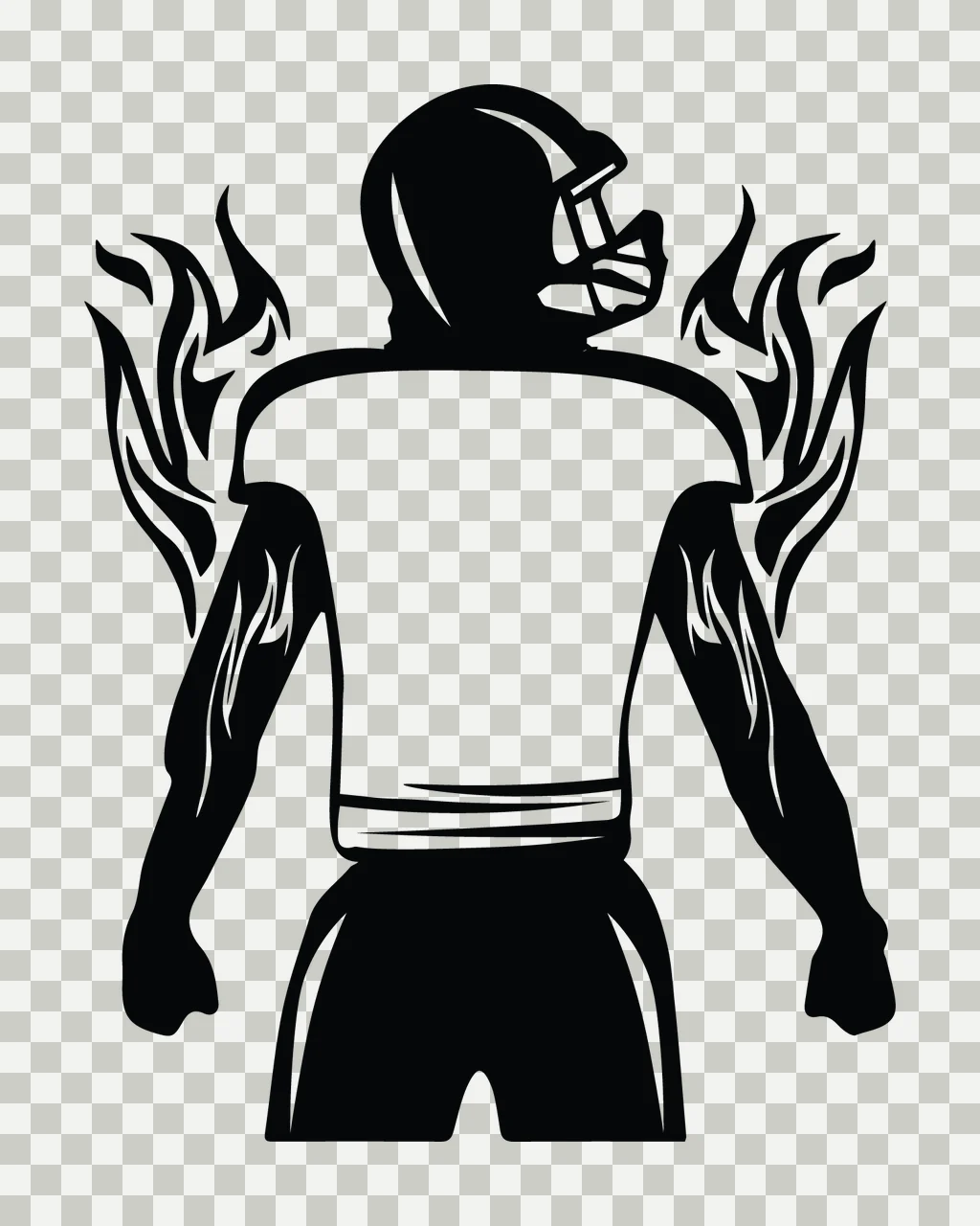 Football Player Standing With Rear View And Monochrome transparency and detail preview thumbnail