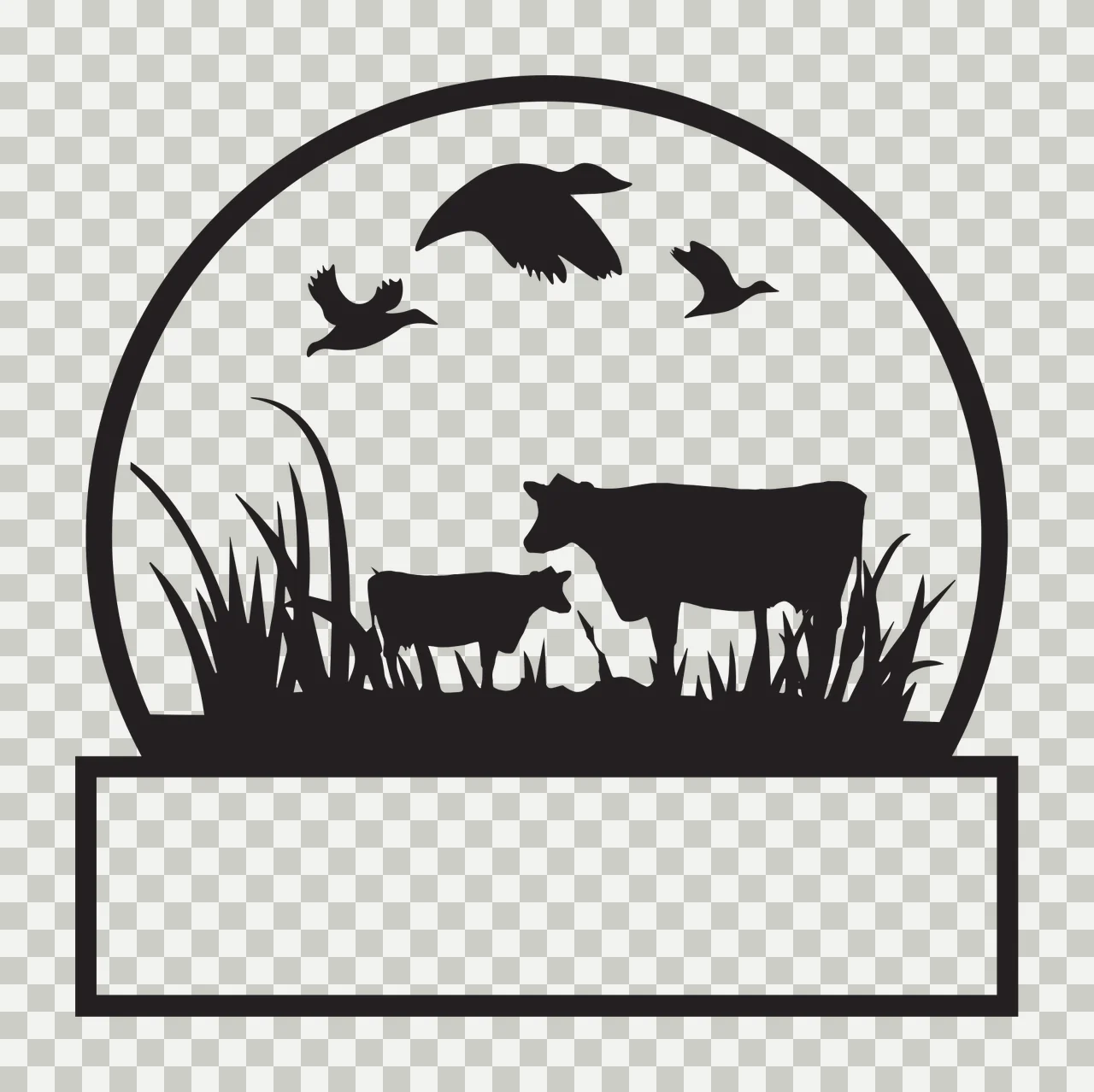Can Glass Wrap Cattle And Ducks In Circular standing grass transparency and detail preview thumbnail