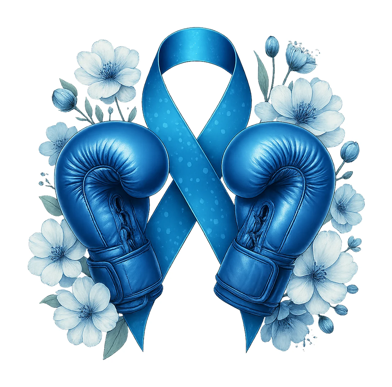 FightStrong Blue ribbon with boxing gloves sublimation