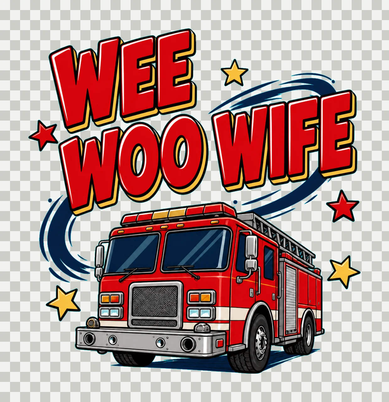 Wee Woo Wife Firefighter Wife Sublimation Design Front View transparency and detail preview thumbnail