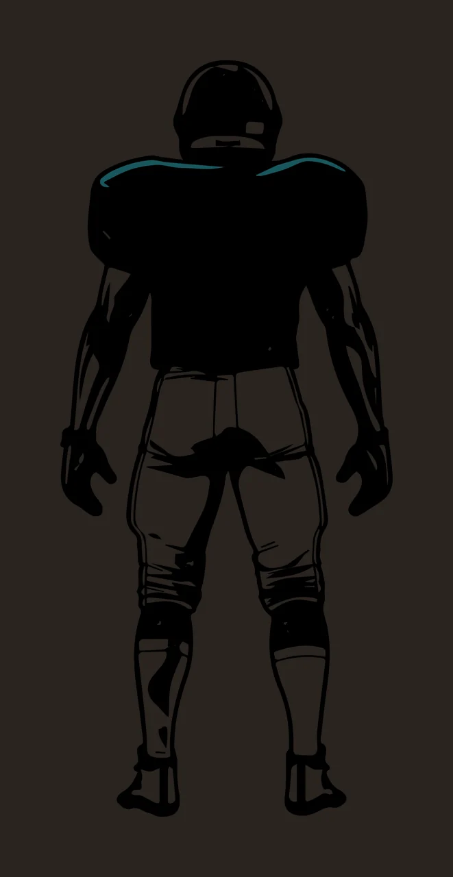 American Football Player Standing Rear View helmet jersey pants contrast preview thumbnail
