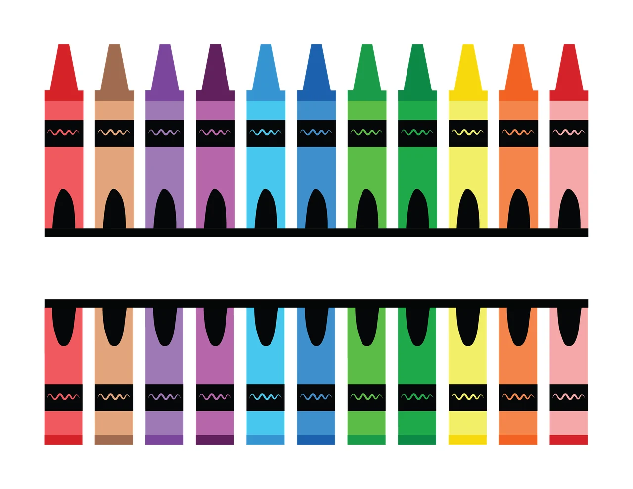 Wax Crayons Standing With Symmetrical Composition And