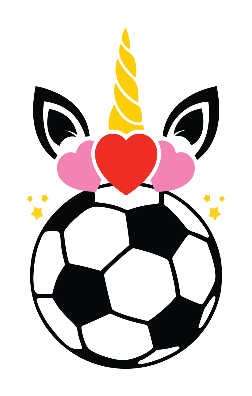 Soccer Unicorn Ball With A Horn And Heart ears hearts stars