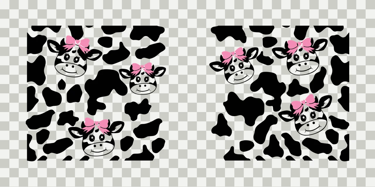 Cow Can Glass Wrap Repeating Spots And Heads animal pattern transparency and detail preview thumbnail