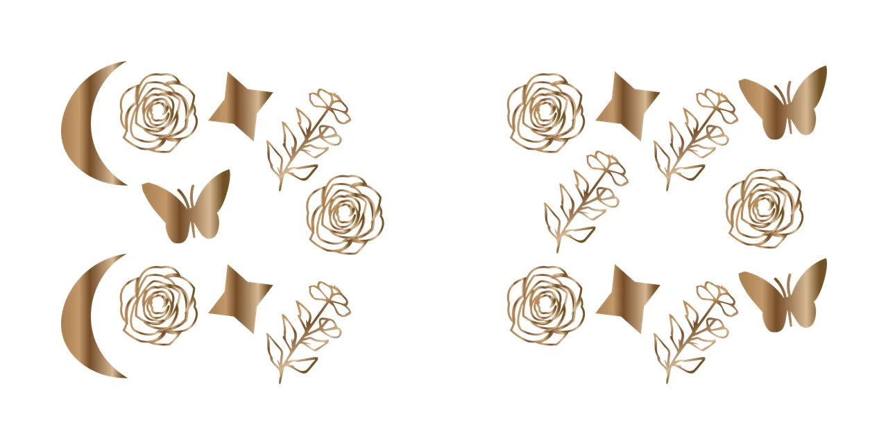 Can Glass Wrap Minimalist Moon Rose Butterfly Pattern botanical and
