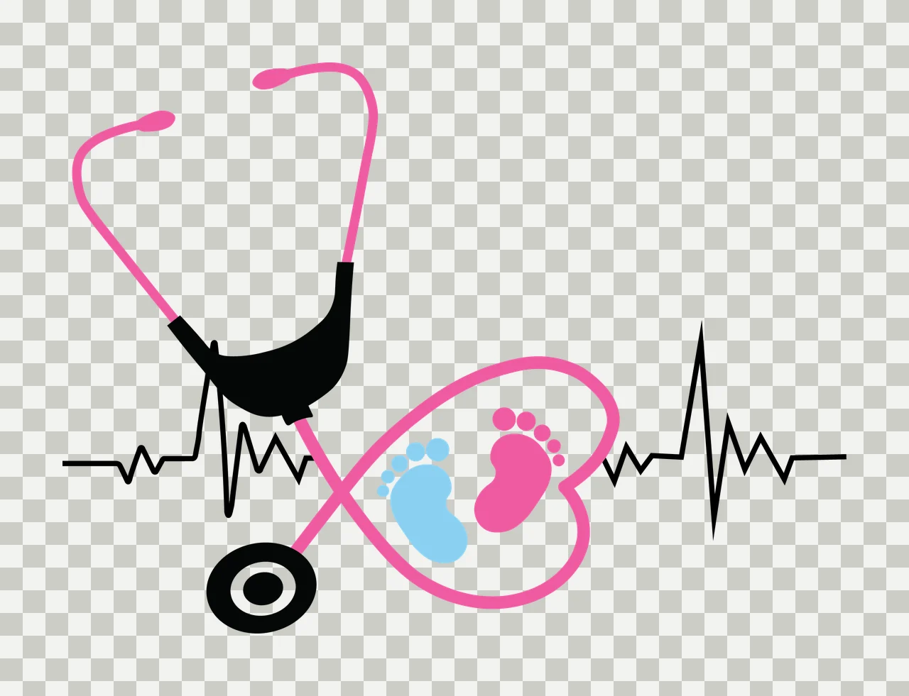 Stethoscope Combined With A Heart Shape And Baby joined footprints transparency and detail preview thumbnail