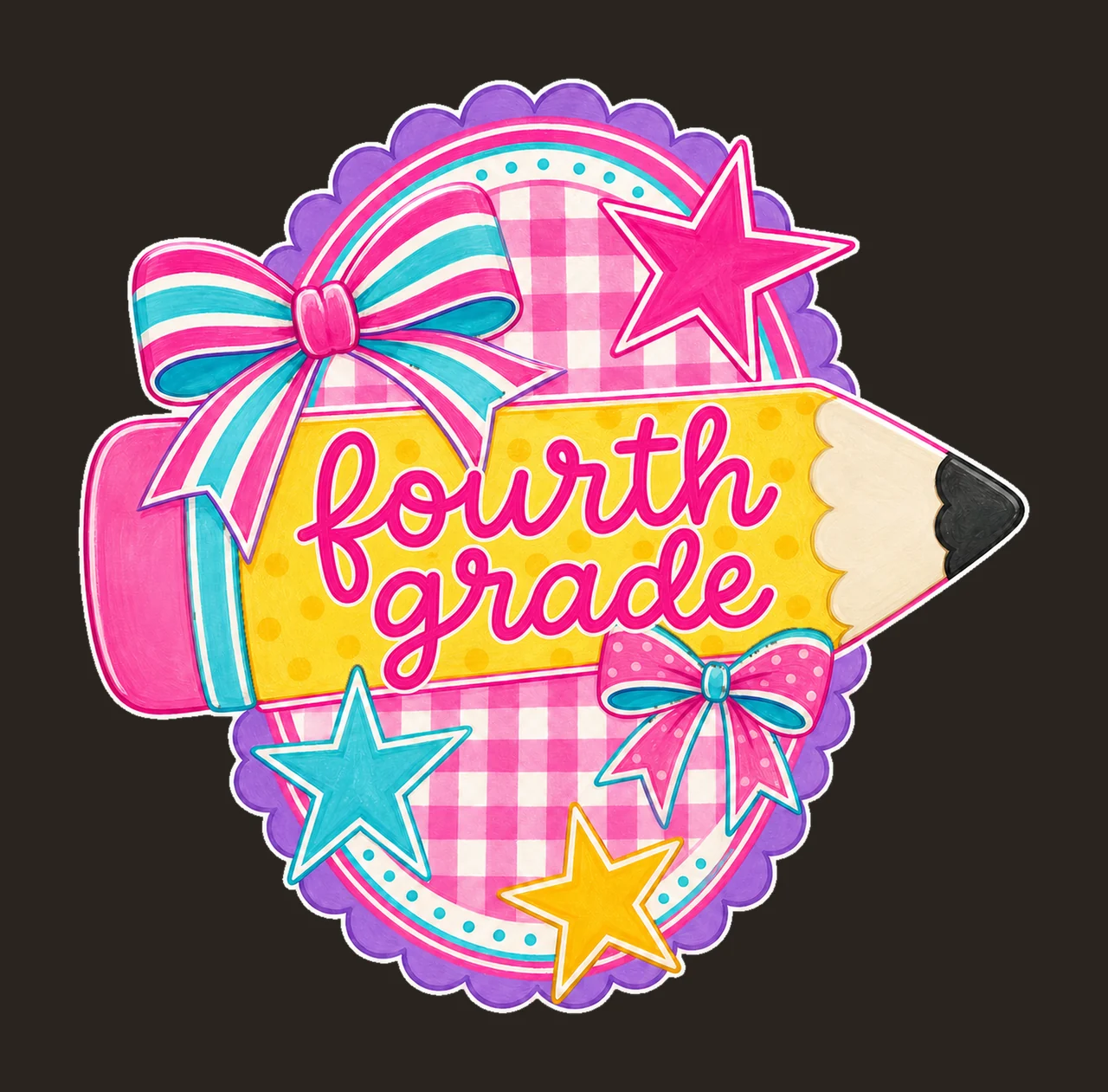 pencil pennant 06 fourth grade sublimation instant shirt contrast preview thumbnail