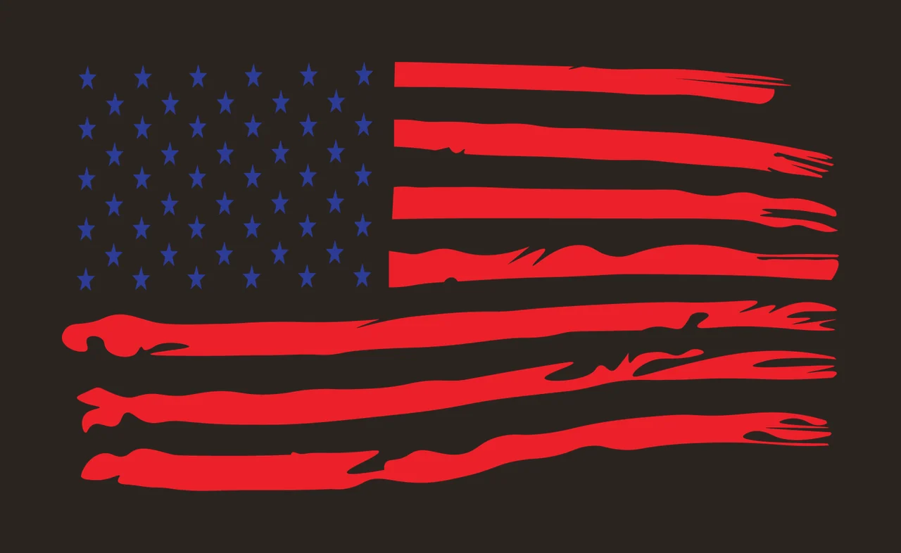 Flag Black Distressed Horizontal Silhouette Waving Stars Stripes contrast preview thumbnail