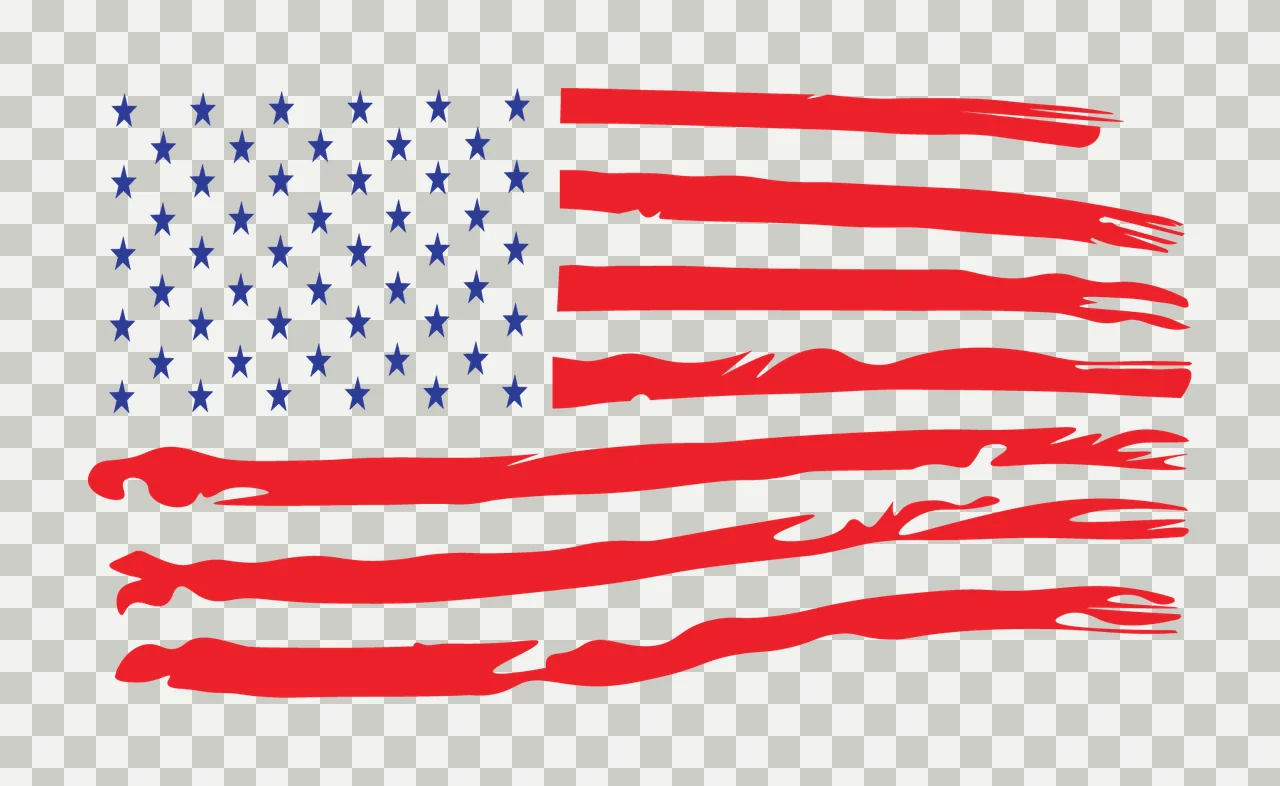 Flag Black Distressed Horizontal Silhouette Waving Stars Stripes transparency and detail preview thumbnail