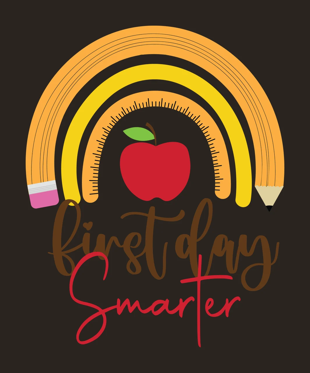 School First Day Smarter Rainbow Apple Graphic centered display contrast preview thumbnail