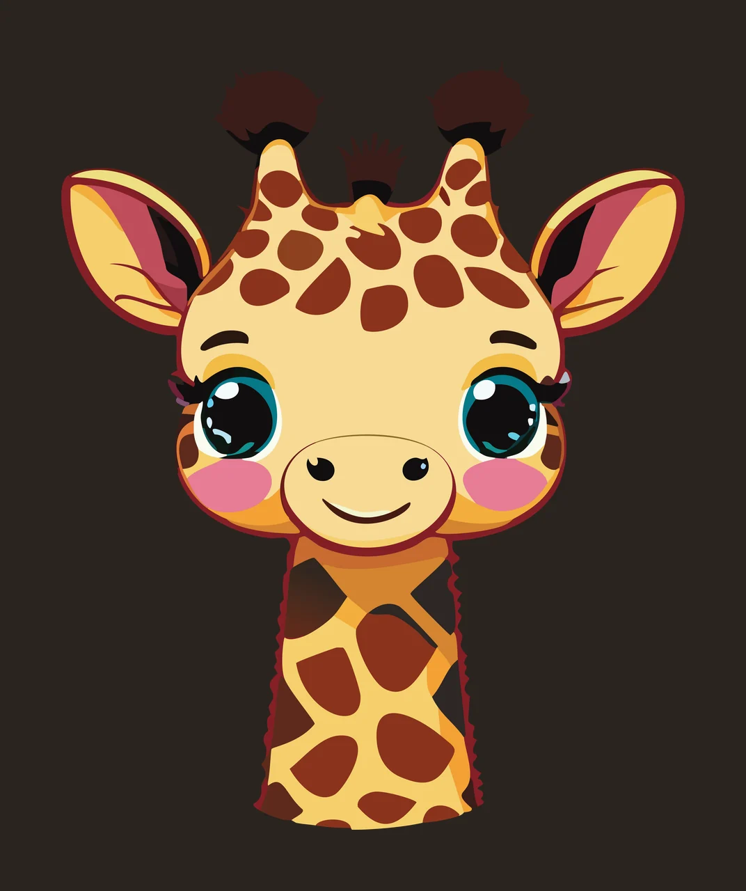 Animal Giraffe Head Silhouette With Patches ears horns black contrast preview thumbnail