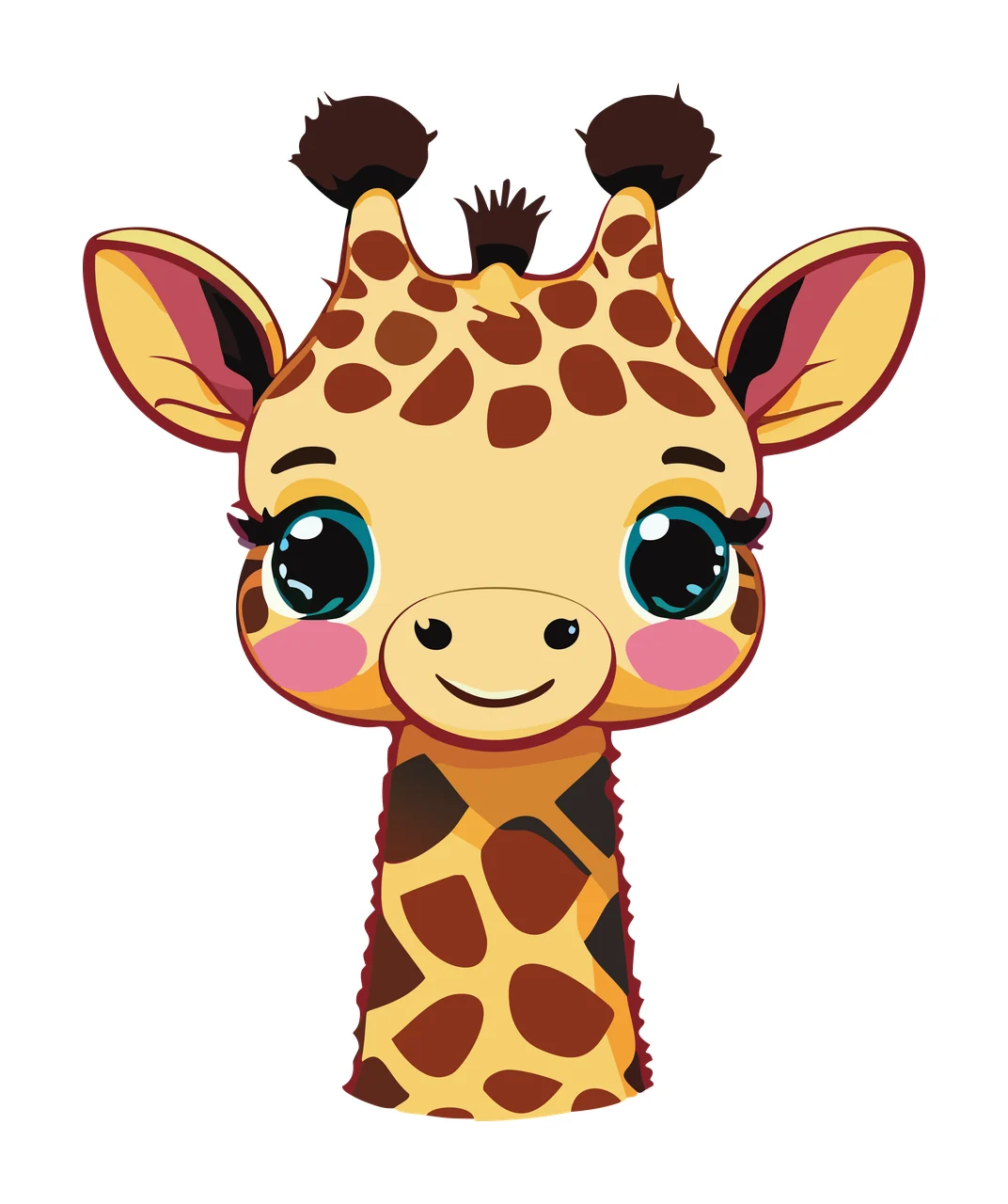 Animal Giraffe Head Silhouette With Patches ears horns black