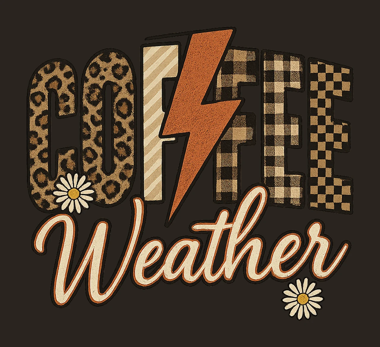 Retro Coffee Weather Cozy Fall Checkered Design Coffee Lover contrast preview thumbnail