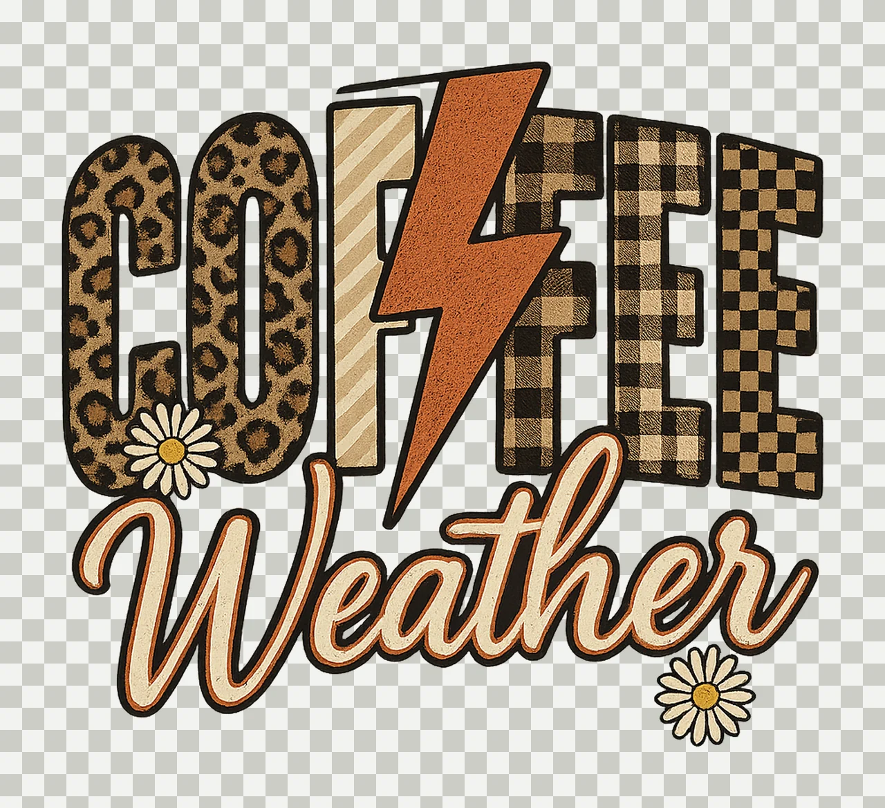 Retro Coffee Weather Cozy Fall Checkered Design Coffee Lover transparency and detail preview thumbnail