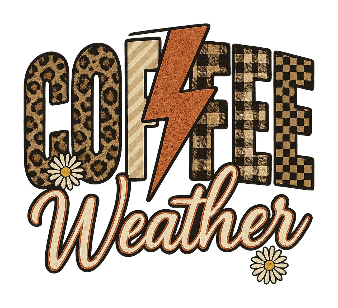 Retro Coffee Weather Cozy Fall Checkered Design Coffee Lover