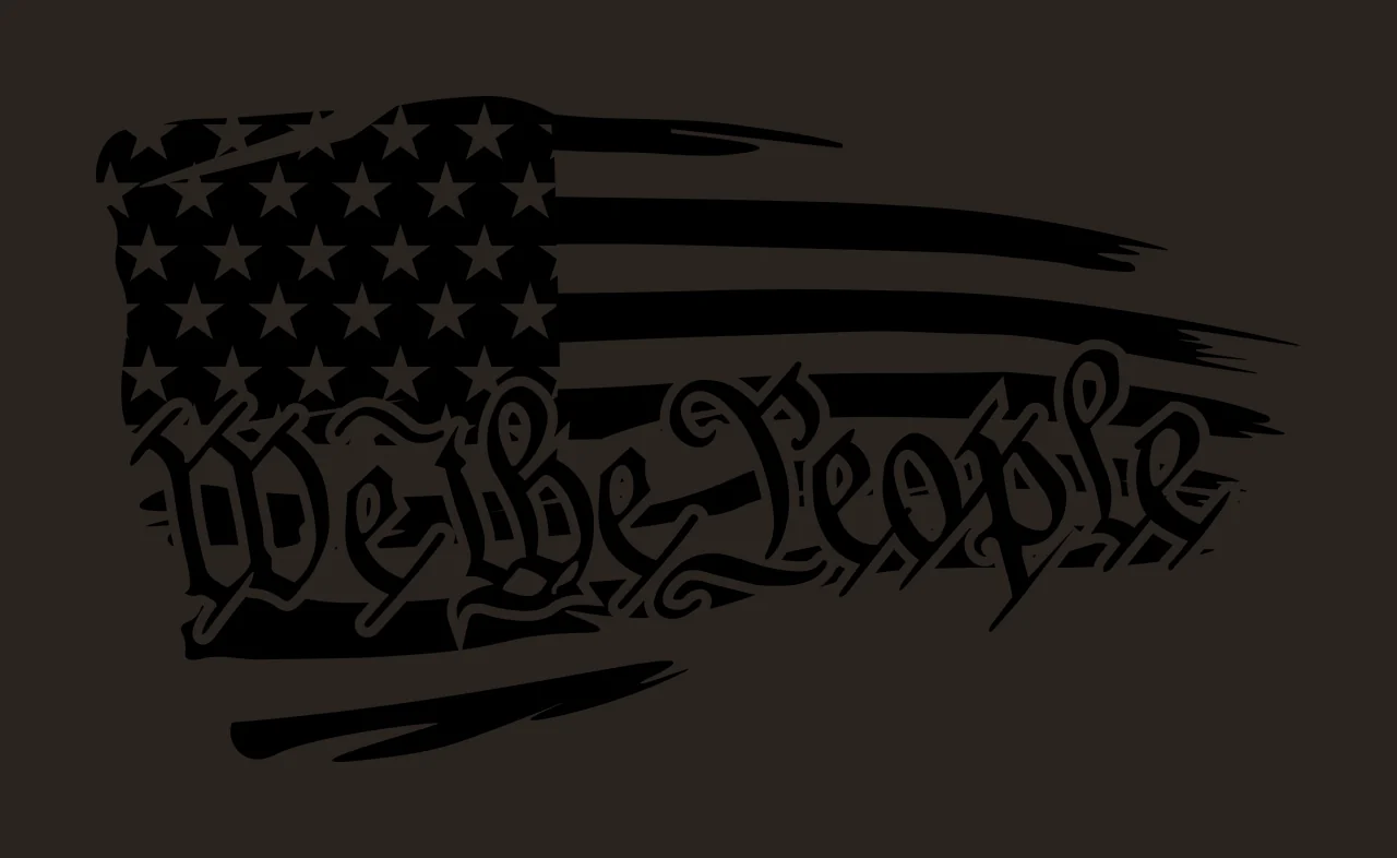 We The People Flag Grunge Design stripes stars black white contrast preview thumbnail