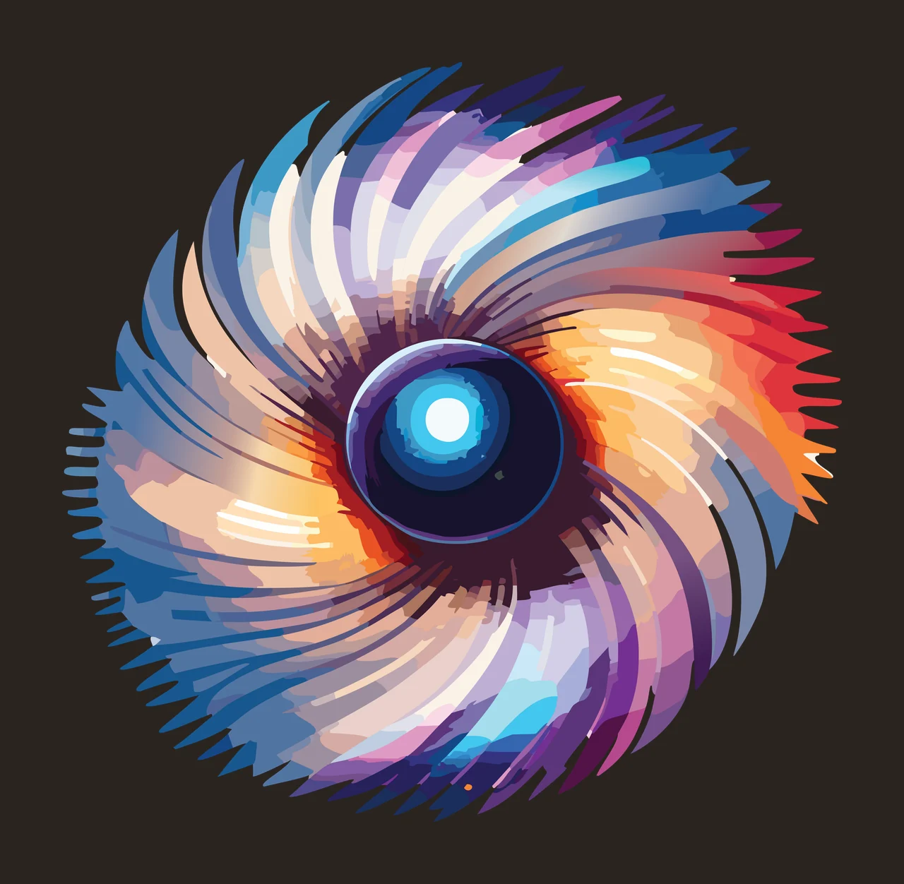 Abstract Swirling Fan Circular Graphic shape lines circle black contrast preview thumbnail